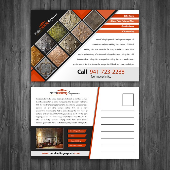 Create A 4 X 6 Postcard To Promote Tin Ceiling Tiles For