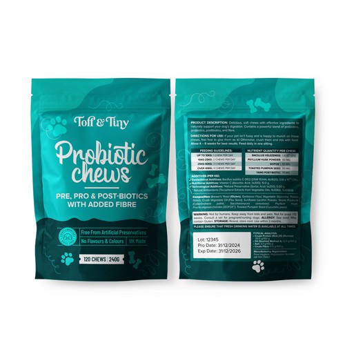 Pouch packaging design - Probiotic Chews for dogs Design by Pencil_afjalo