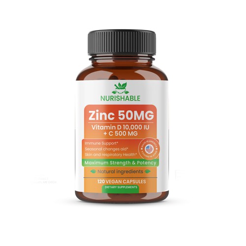 We need a "beautiful bottle label" for Zinc and Vitamin D3 supplement - Redesign Design by Designlifelk