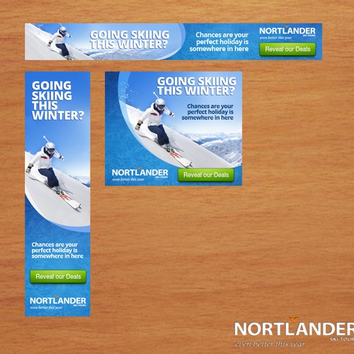 Inspirational banners for Nortlander Ski Tours (ski holidays) デザイン by shanngeozelle