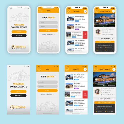 Property Rental App needs UI/UX designs Design by Dexim