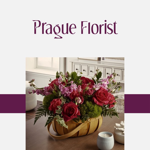 logo for florist in modern A. Mucha art