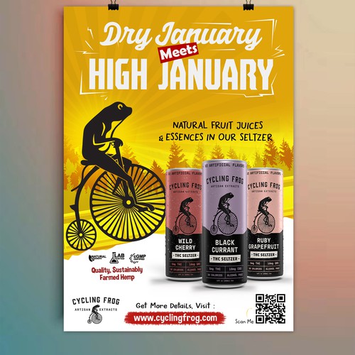 Create a 'Dry January meets High January' poster.  Have Fun, Be Creative, Open to all suggestions. Design by 123Graphics