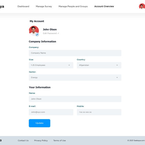 Fun and intuitive webpage for employee satisfaction survey! Design by FuturisticBug