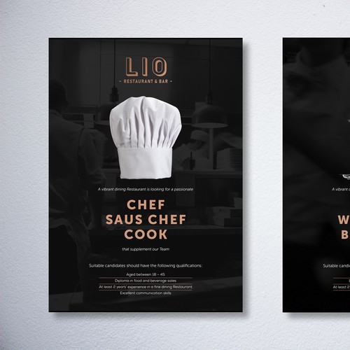 Job recruitment Poster for modern Premium Restaurant Design by NJ-ARTS’ STUDIO