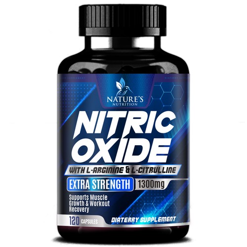 Nitric Oxide label design needed for Nature's Nutrition Diseño de agooshe