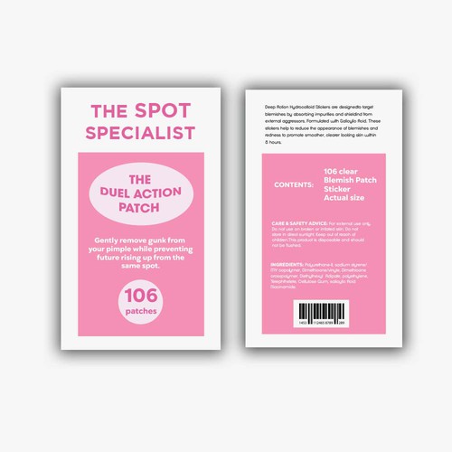 Pimple Patch PACKAGING to appeal to FEMALE BEAUTY user Design by 04kk graphics
