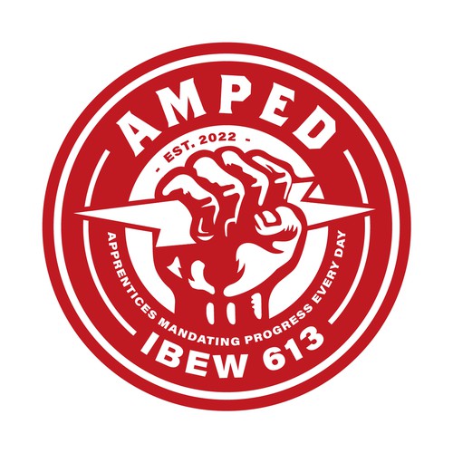 "AMPED"  IBEW electrical apprentice logo Design by Fortunic™