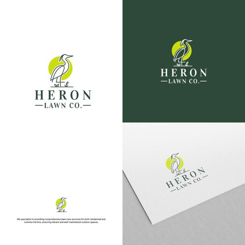 Modern Lawn Care Business with Heron Design by mirza yaumil