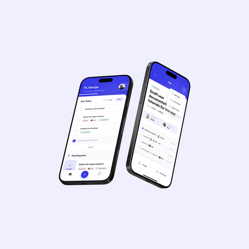 Clean and Intuitive Mobile app design for a collaborative task management app Design by George Will