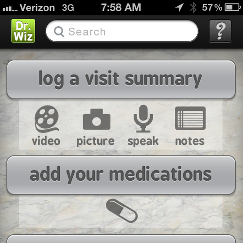 Help DoctorWiz with home screen for an iphone app Diseño de Eikonographer
