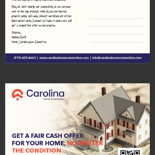 Design a high quality postcard for a home buying company Design by Abuha