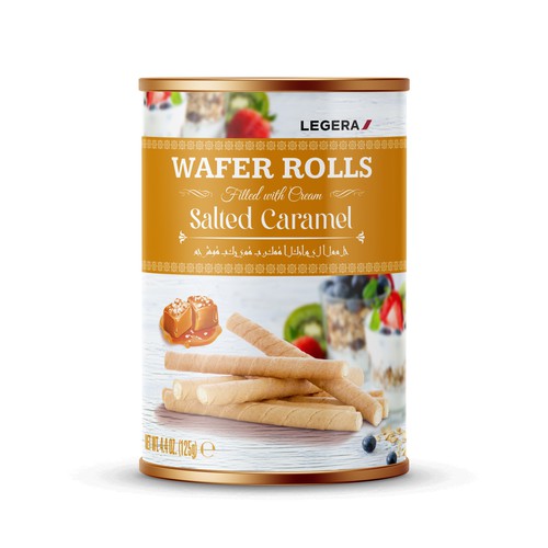 LEGERA Wafer Rolls Pack 125 gm - Salted Caramel Design by Gustavo RV