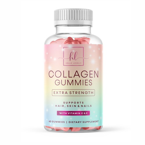 Hello Lovely needs a Collagen Gummies product label Design by GenScythe