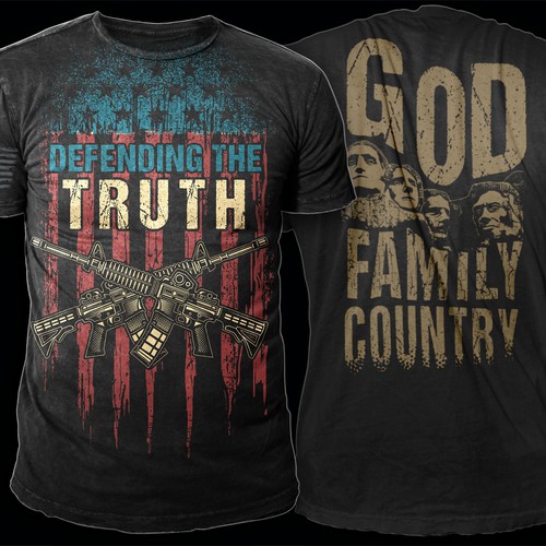 Develop a patriotic shirt that represents: The individual patriot, God, Family, Country Design by *DCLA*