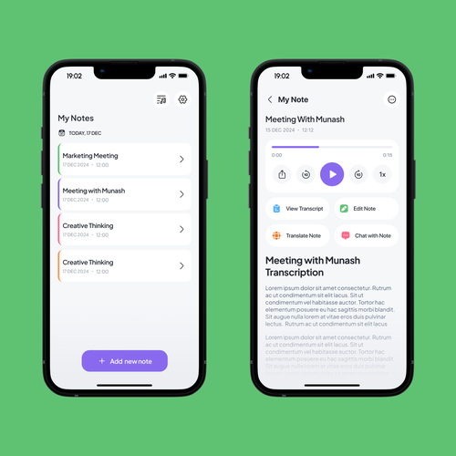 Designs | iOS App UI/UX Design for AI-Powered Voice Note-Taking App ...