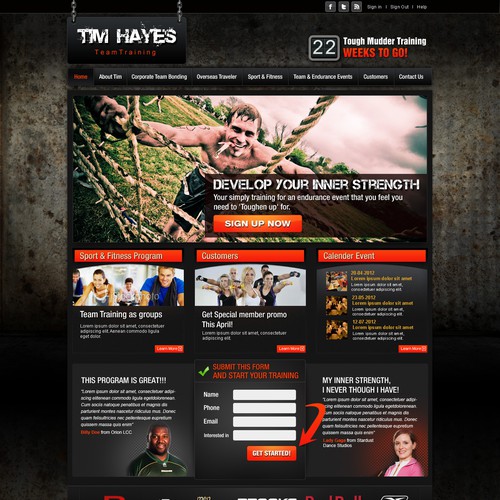 website design for Tim Hayes Team Training Réalisé par YusakG.F.X