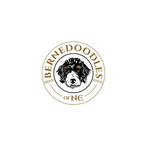 Bernedoodle dog logo capturing beauty & whimsical fun of the breed Design réalisé par F.canarin