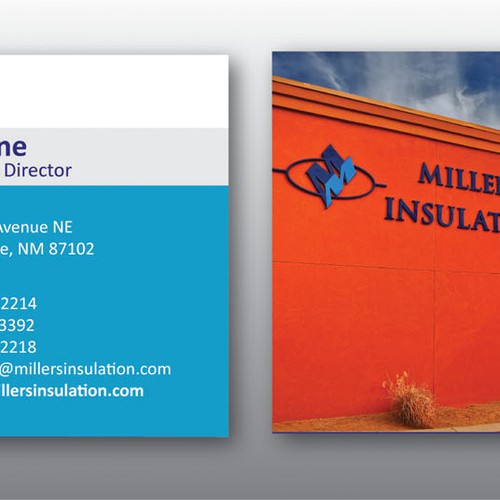 Business card design for Miller's Insulation Diseño de Clarista S.