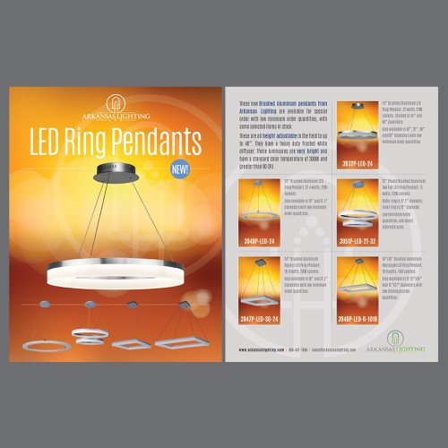 Create the best led pendant sales sheet for arkansas lighting