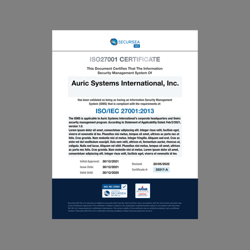 ISO Certificate Design Design by K-Art Lab