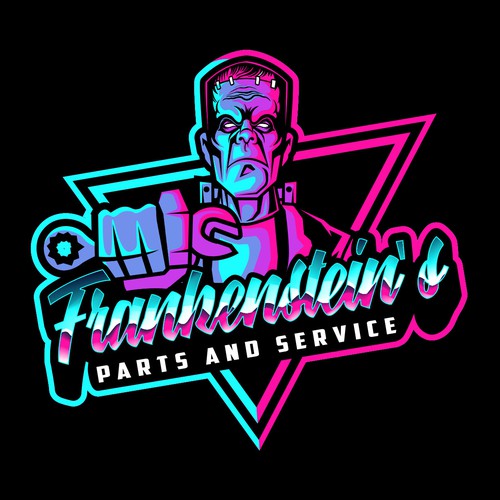 99d: retro inspired neon logo for Frankenstein mechanic! Diseño de marcuz030