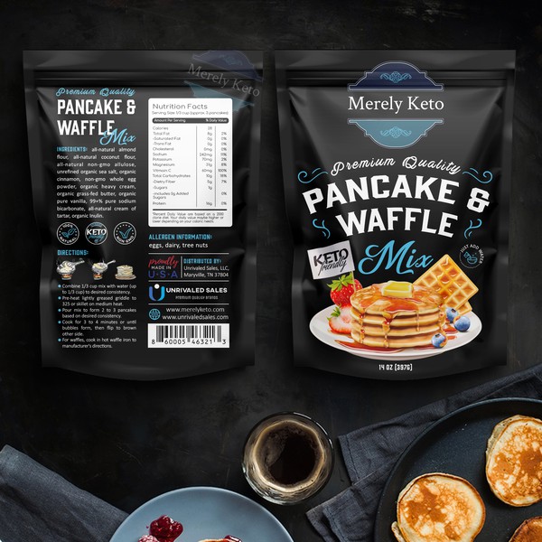 Merely Keto Pancake & Waffle Packaging