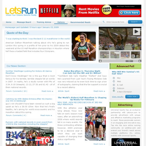 LetsRun.com Homepage Re-Design/Cleanup Diseño de cyrixian