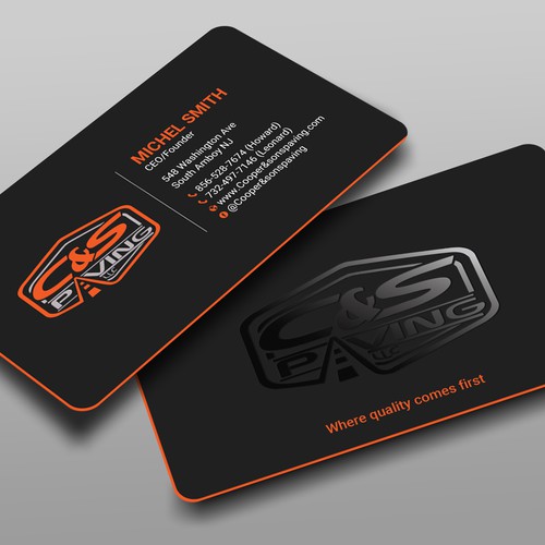 We are an asphalt paving company  card with character, style, stands out from everyone nothing bland no white ,add stuff Design réalisé par prosenjit_P