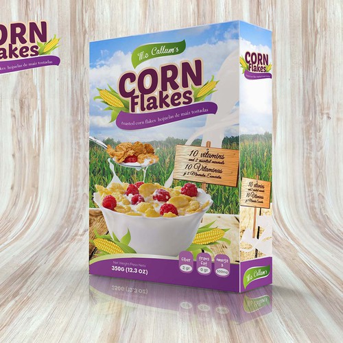 Create a new refreshing and modern Corn Flakes box design Design by gotza ✨