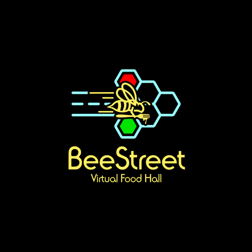 BeeStreet - a ghost kitchen Food Hall logo! Design by Graphtor