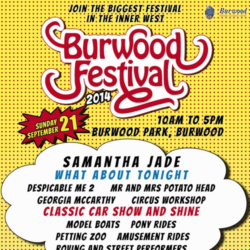 Burwood Festival SuperHero Promo Poster Ontwerp door AlinaAv