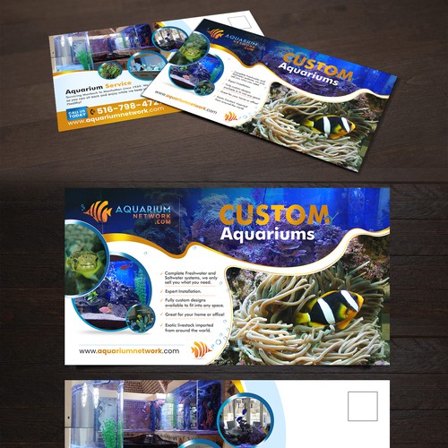 Postcard marketing for custom aquarium installation and service, Postcard,  flyer or print contest