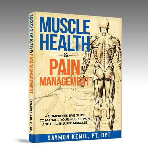 Book cover with a drawing images of the human anatomy combining muscles and bone structure. Design by inventivao