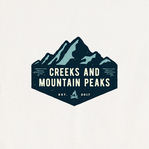 Create a vintage logo representing Creeks And Mountain Peaks Design by iyank iyo