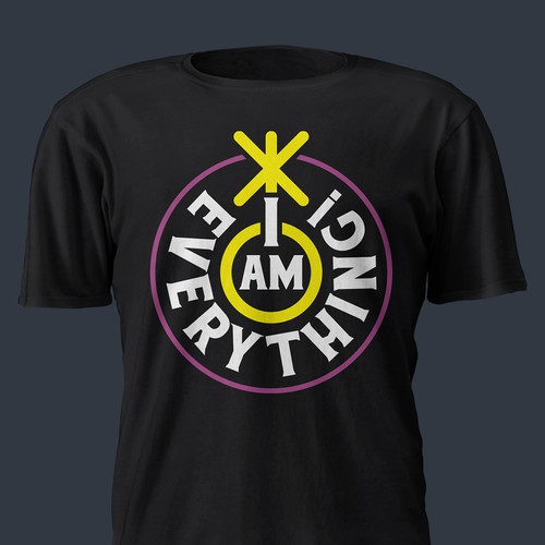 Design a t-shirt graphic around the phrase "I am everything." Design by killer_meowmeow