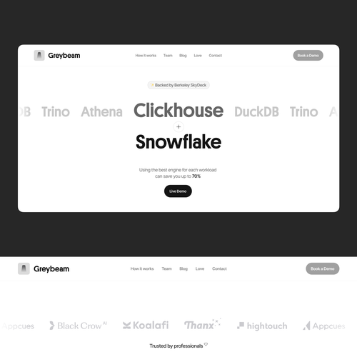 Landing page for data infrastructure startup Design by Rostyslav Pavliukh™