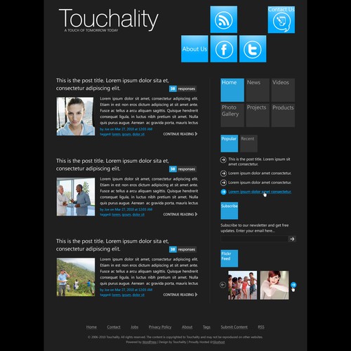 Design for Windows Phone 7 Metro UI Wordpress Theme Design by jasin242