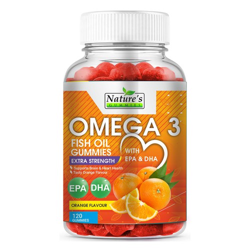 Tasty Omega 3 Fish Oil Gummies Design needed for Nature's Gummies Design réalisé par Hanisha P Patel