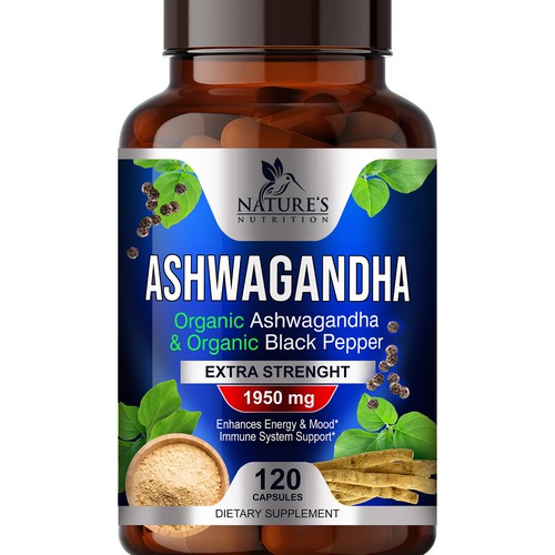 Natural Ashwagandha Capsules Design Needed for Nature's Nutrition Design réalisé par sapienpack