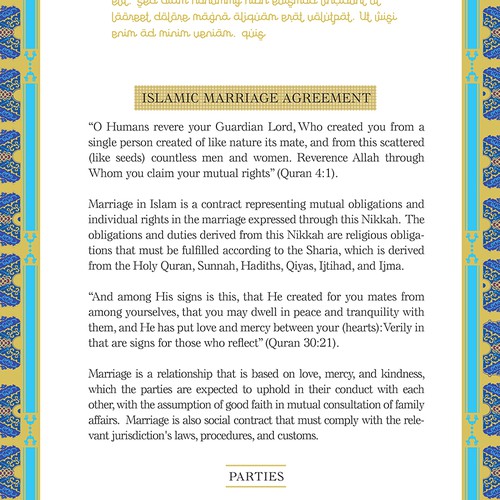 Design A Beautiful Islamic Marriage Agreement Document Template Design by rainmar