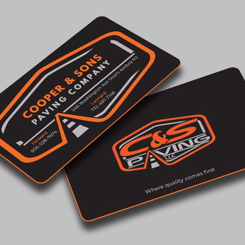 We are an asphalt paving company  card with character, style, stands out from everyone nothing bland no white ,add stuff Réalisé par Allin1 design