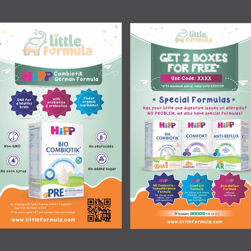 Baby Formula Flyer for a package insert campaign in the USA Design by Dzine Solution
