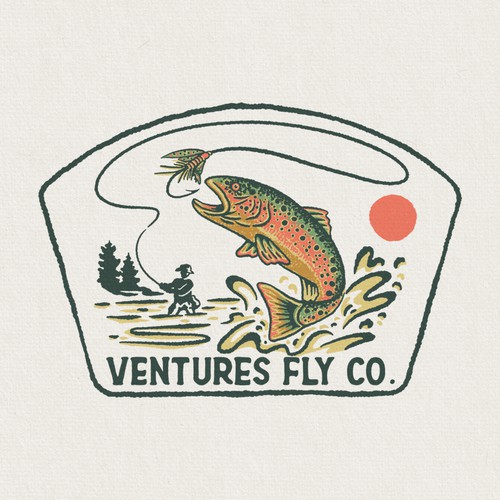 Eye catching, awesome, bold fly fishing trout & fly sticker design or  illustration needed!!, Sticker contest