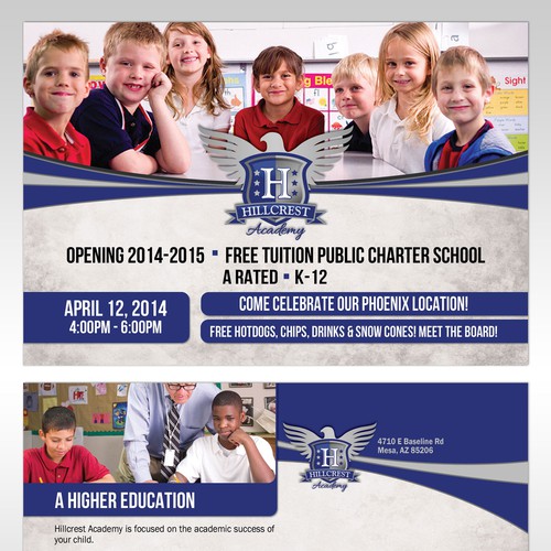 Hillcrest Academy Phoenix Grand Opening Postcard Event Postcard Flyer Or Print Contest 99designs