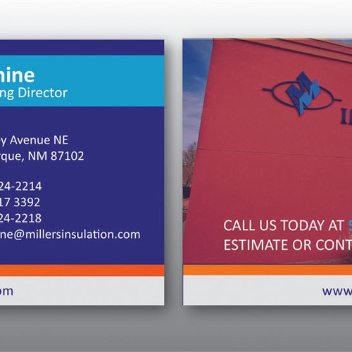 Business card design for Miller's Insulation Design by Clarista S.