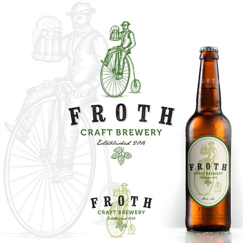 Create a distinctive hipster logo for Froth Craft Brewery Diseño de Cristian-Popescu