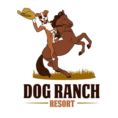 Need a logo with a dog riding a rearing horse | Logo design contest