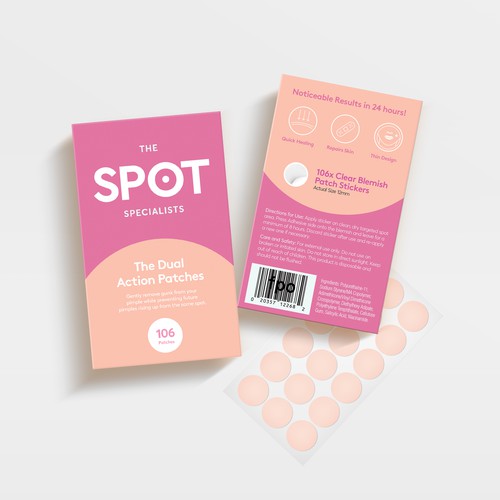 Pimple Patch PACKAGING to appeal to FEMALE BEAUTY user Design by JBW_DESIGN