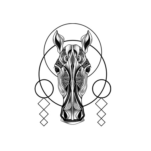 Looking for a tattoo design horse geometric pattern デザイン by mac23line